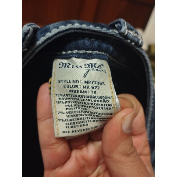 Miss Me Jeans Women's 28x30 Skinny Angel Wing Sequin Pockets Bling - Picture 3 of 4